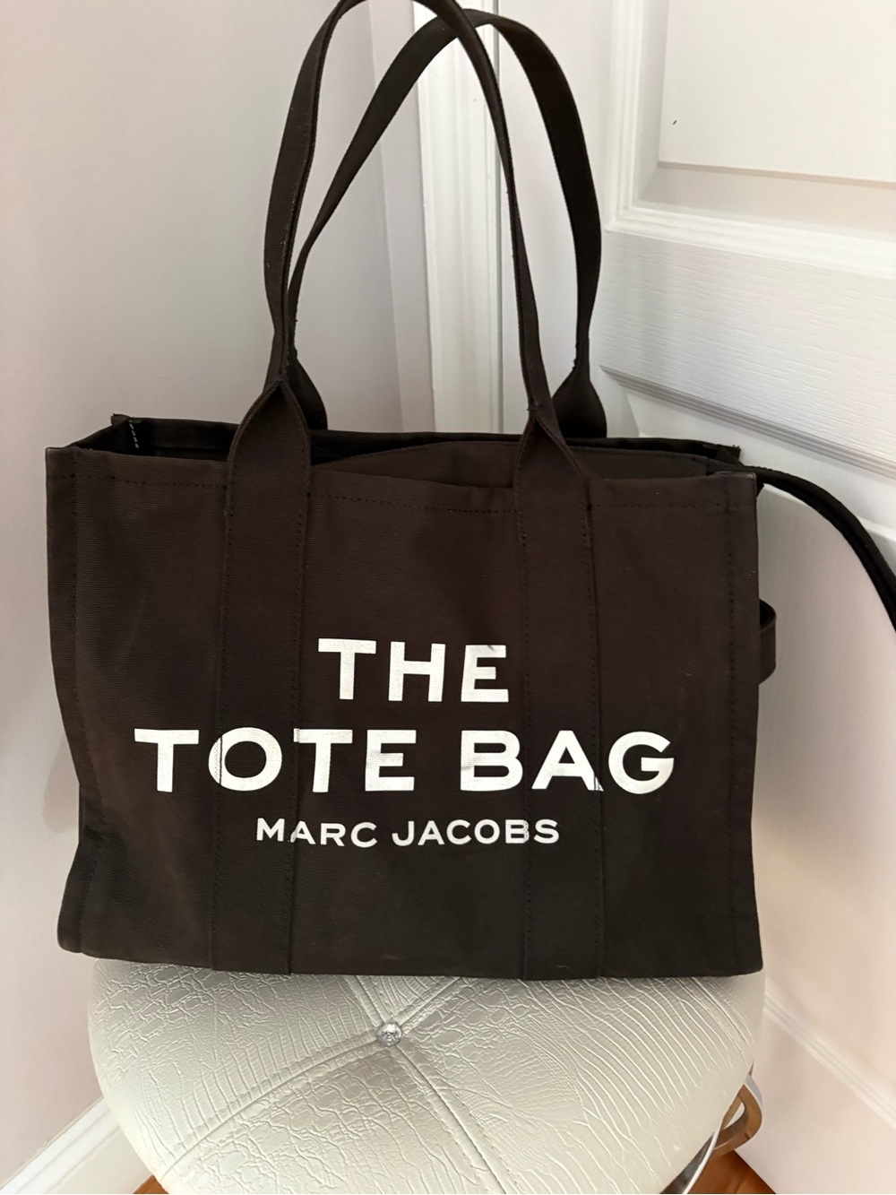 Marc Jacobs Brown Canvas 'The Tote Bag' with White Logo